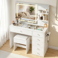 Dressing Table LED Vanity Desk Set Stool White