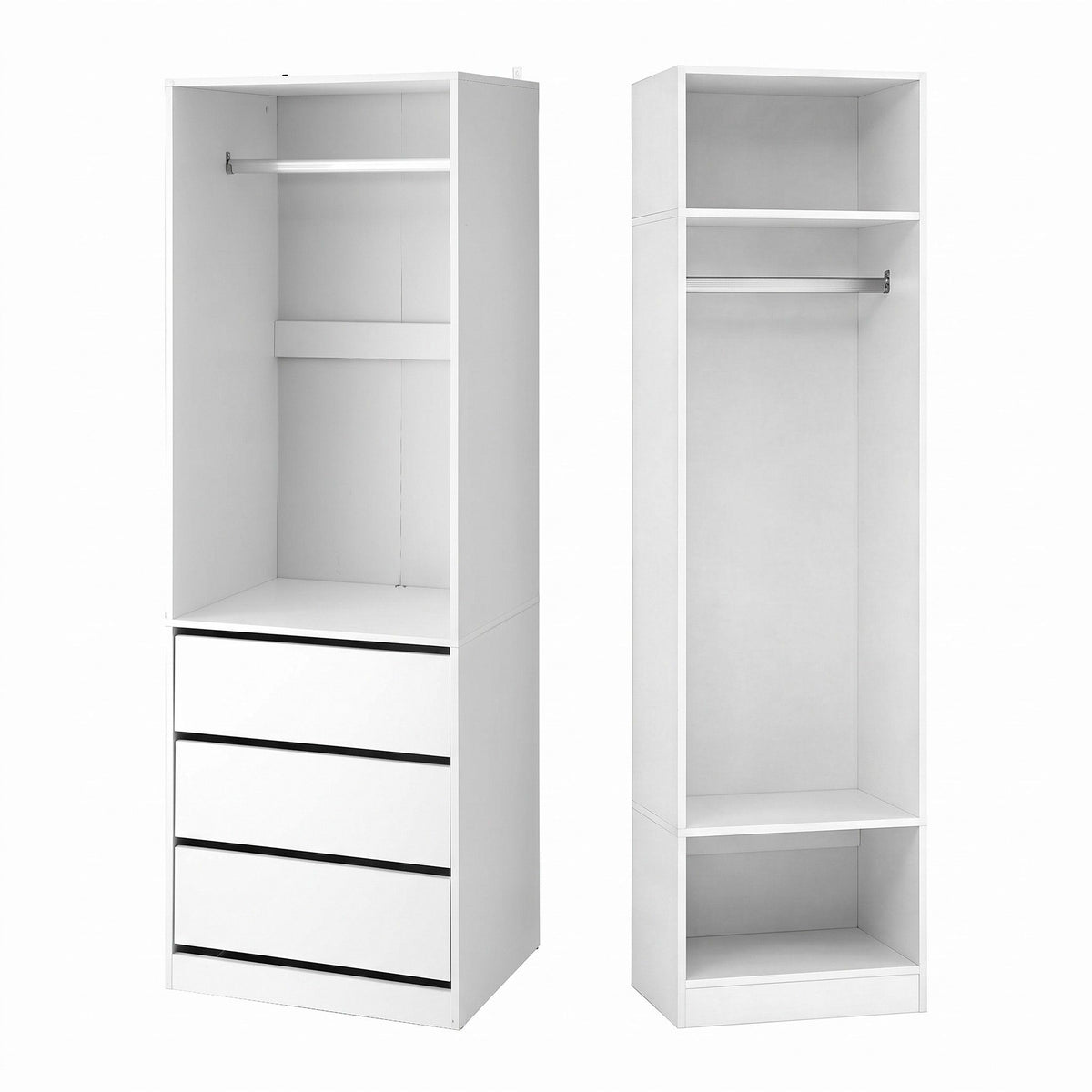 2X Wardrobe Clothes Closet Storage Organiser with Drawers and Shelves - White