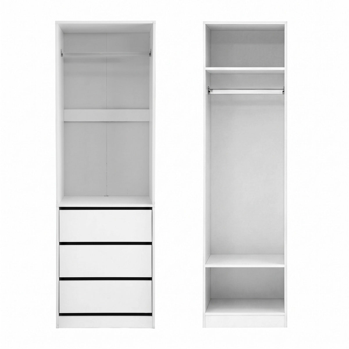 2X Wardrobe Clothes Closet Storage Organiser with Drawers and Shelves - White