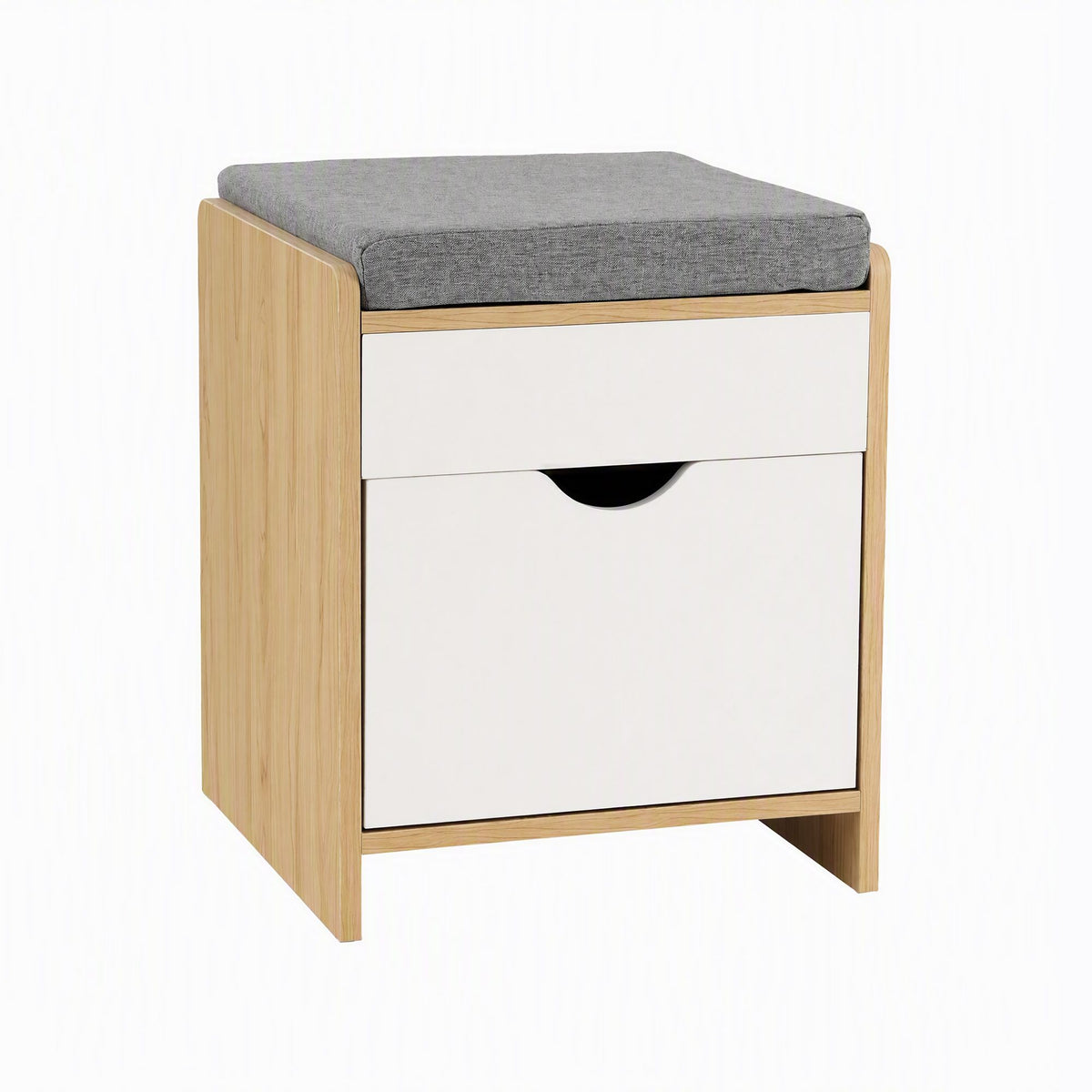 Storage Ottoman with Drawer 100kg Capacity Footrest Cushion - Pine
