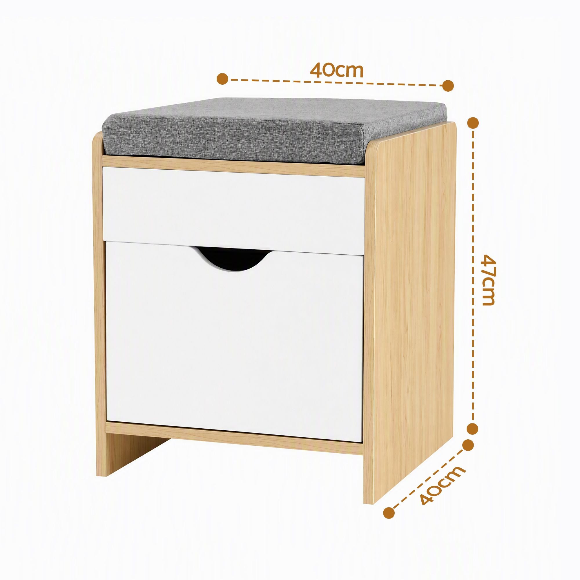 Storage Ottoman with Drawer 100kg Capacity Footrest Cushion - Pine
