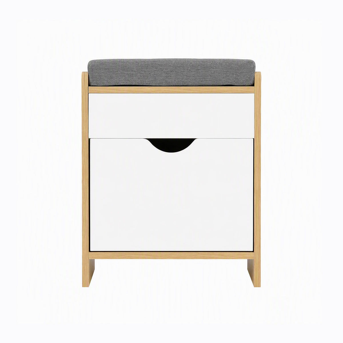Storage Ottoman with Drawer 100kg Capacity Footrest Cushion - Pine