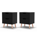 2 x Bedside Table 2 Drawers - BODEN Black