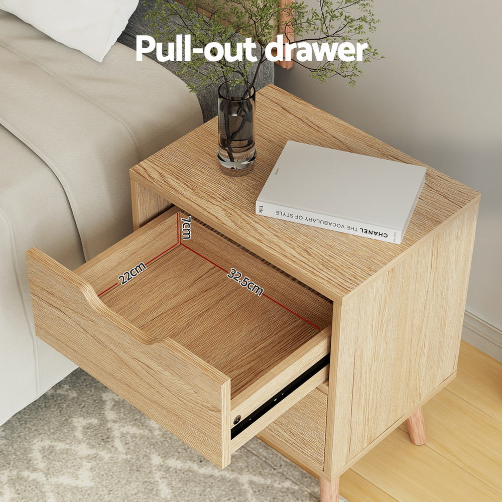 2 x Bedside Table 2 Drawers - BODEN Pine