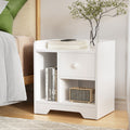 Modern Bedside Table with Drawer - White