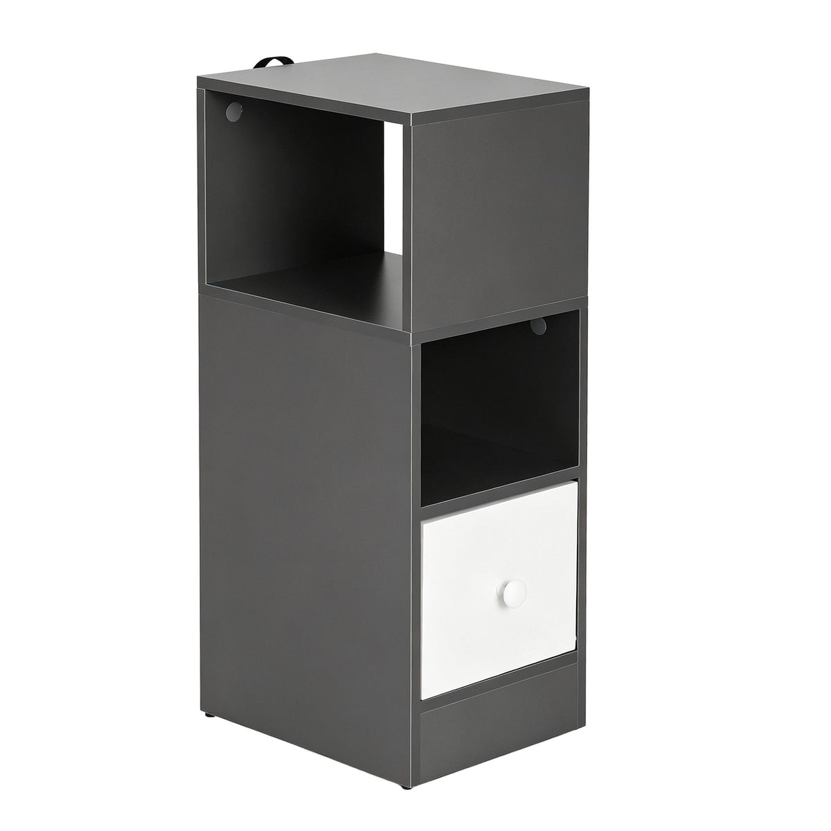 Narrow Bedside Table Small Side Cabinet with 1 Drawer - Grey