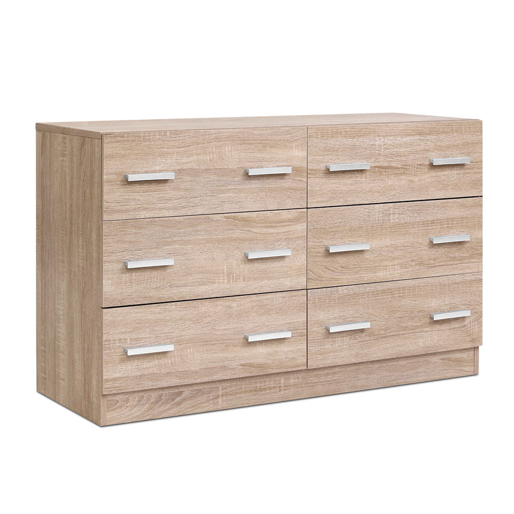 6 Drawer Lowboy Storage Dresser Pine