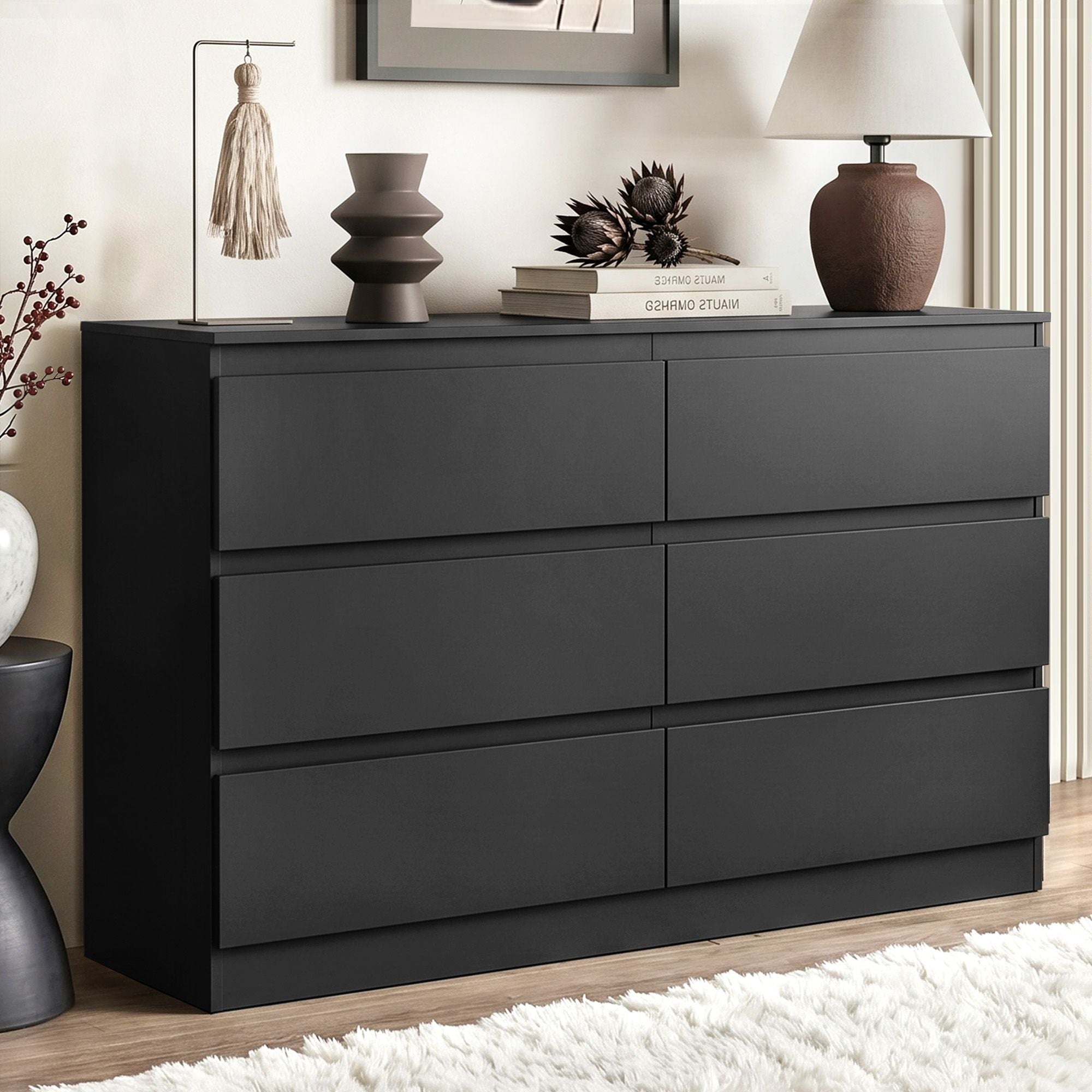 6 Chest of Drawers Lowboy Black