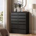 2x Chest of 6 Drawers Tallboy Dresser - Black