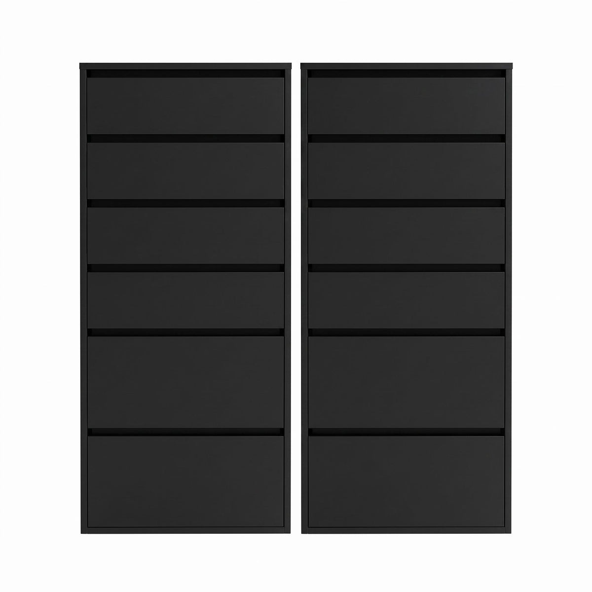 2x Chest of 6 Drawers Tallboy Dresser - Black