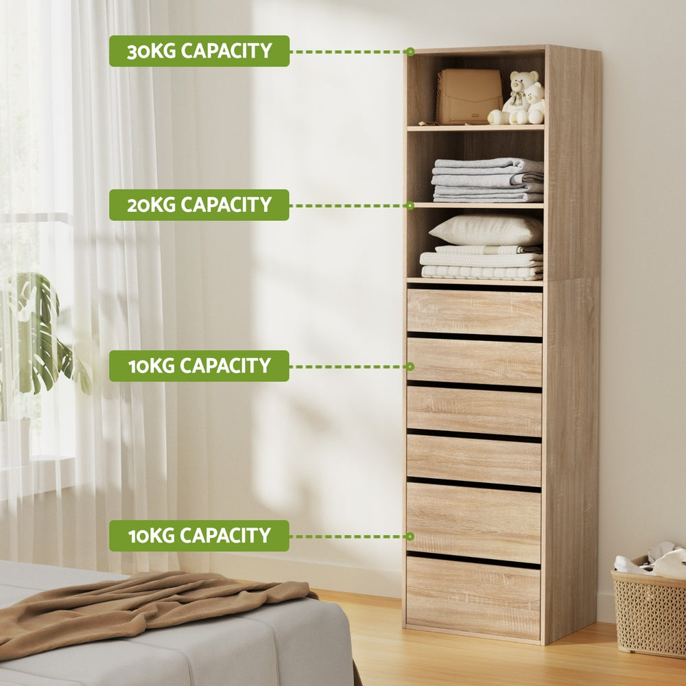6 Chest of Drawers Tallboy Cabinet Pine