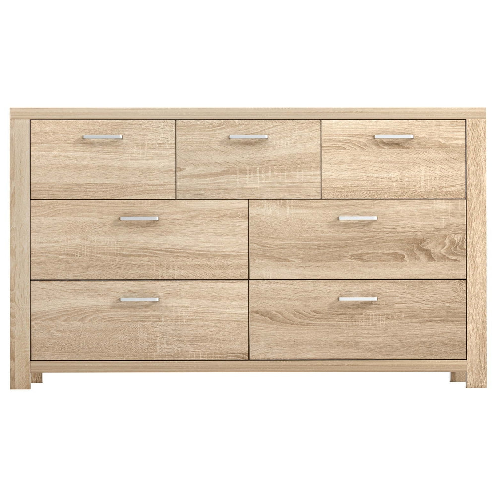 7 Drawer Lowboy Storage Dresser Oak
