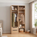 2X Wardrobe Closet with Shelves and Drawers Pine