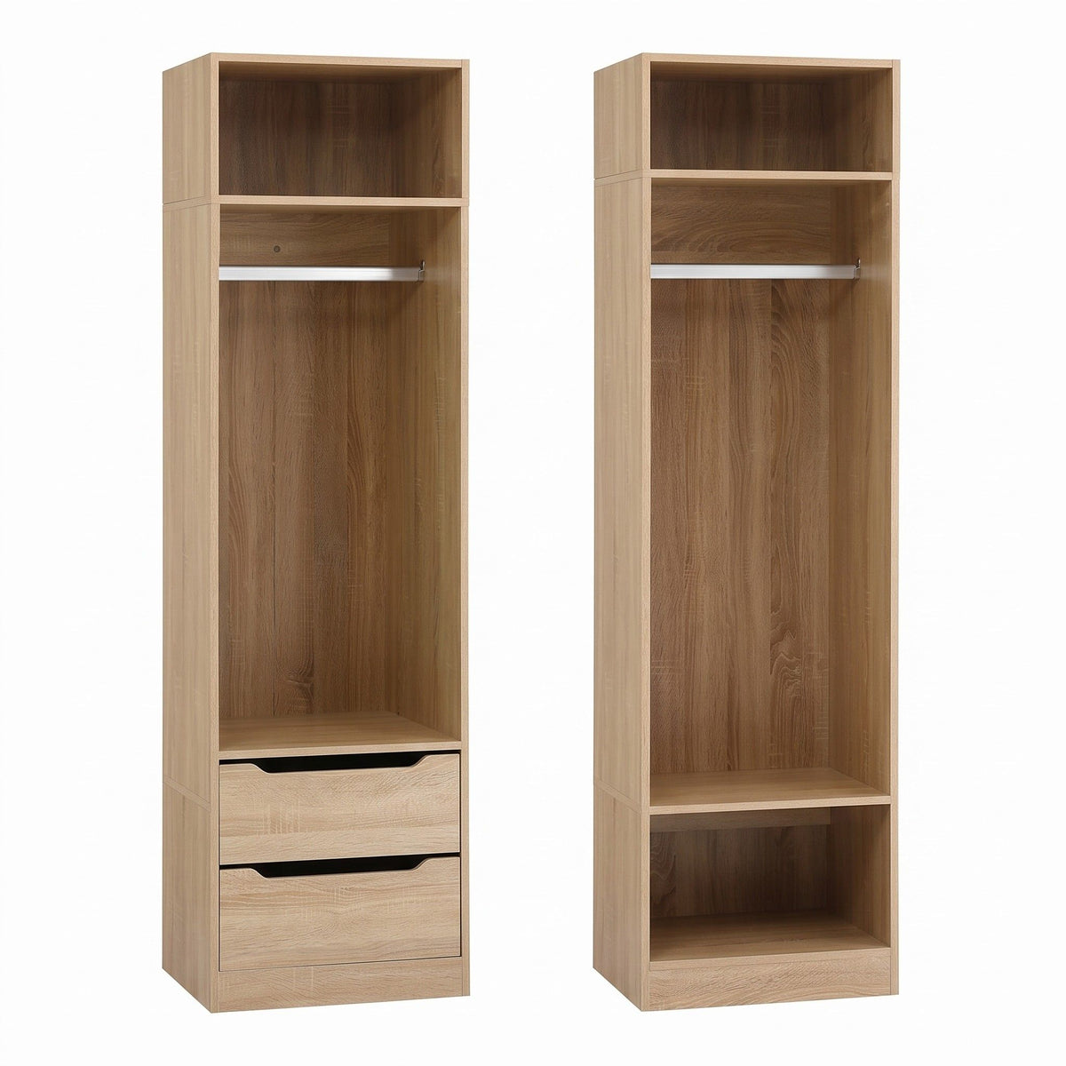 2X Wardrobe Closet with Shelves and Drawers Pine