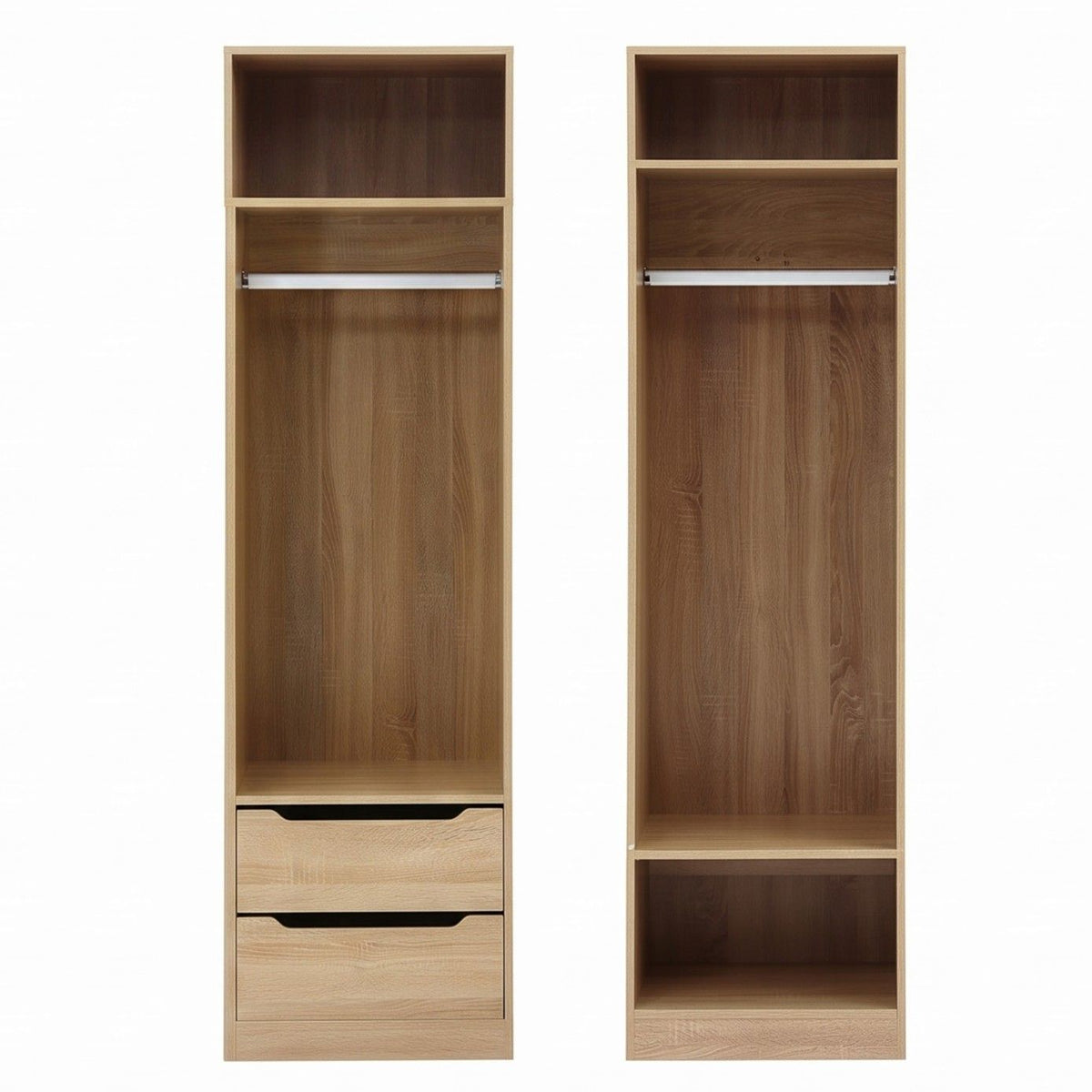 2X Wardrobe Closet with Shelves and Drawers Pine
