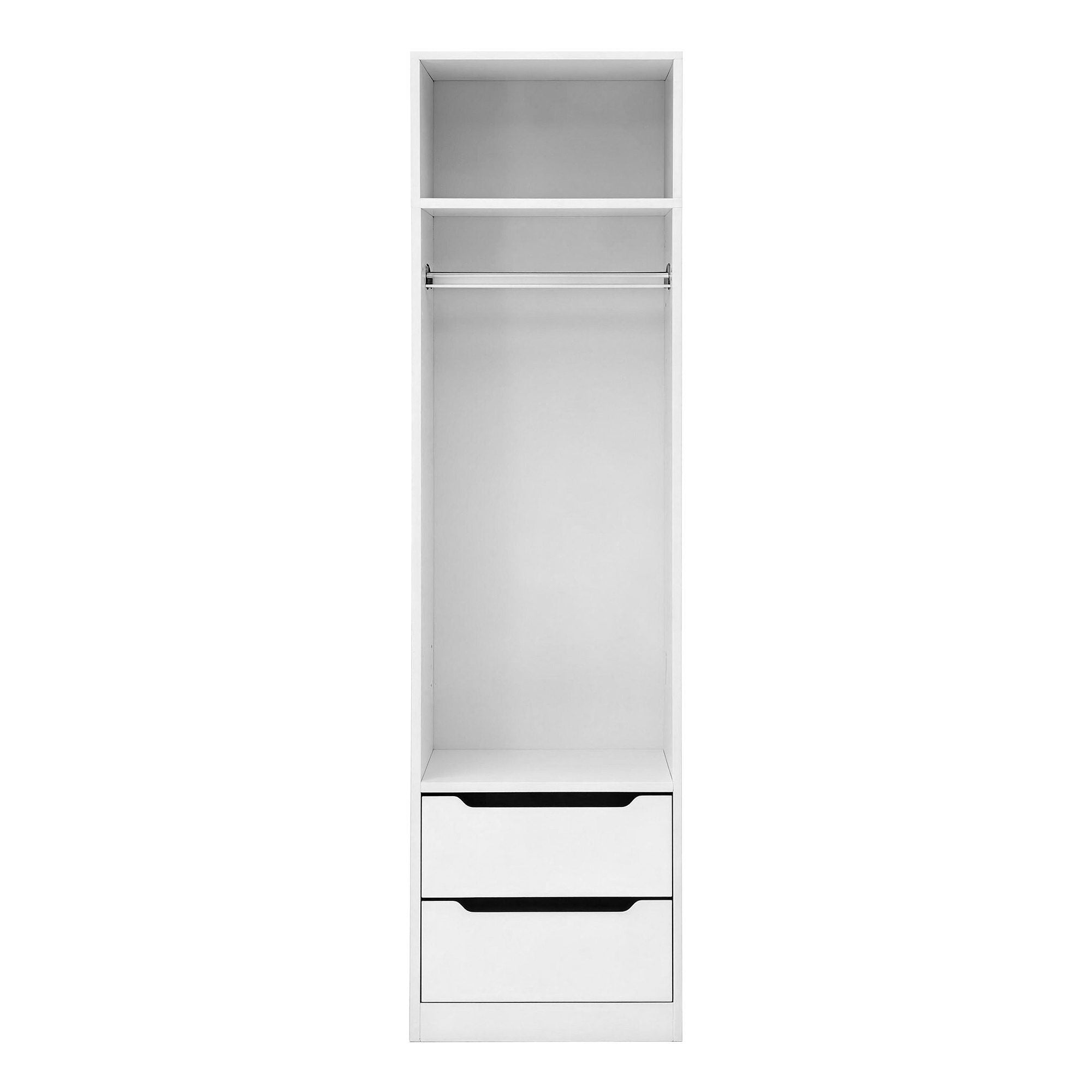 Wardrobe Clothes Closet Storage Organizer with Drawers and Hanging Rod - White