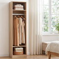 Wardrobe Clothes Closet Storage Organizer Shelf with Hanging Rod - Pine