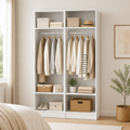 2-Piece Wardrobe Clothes Closet with Shelves and Hanging Rod - White