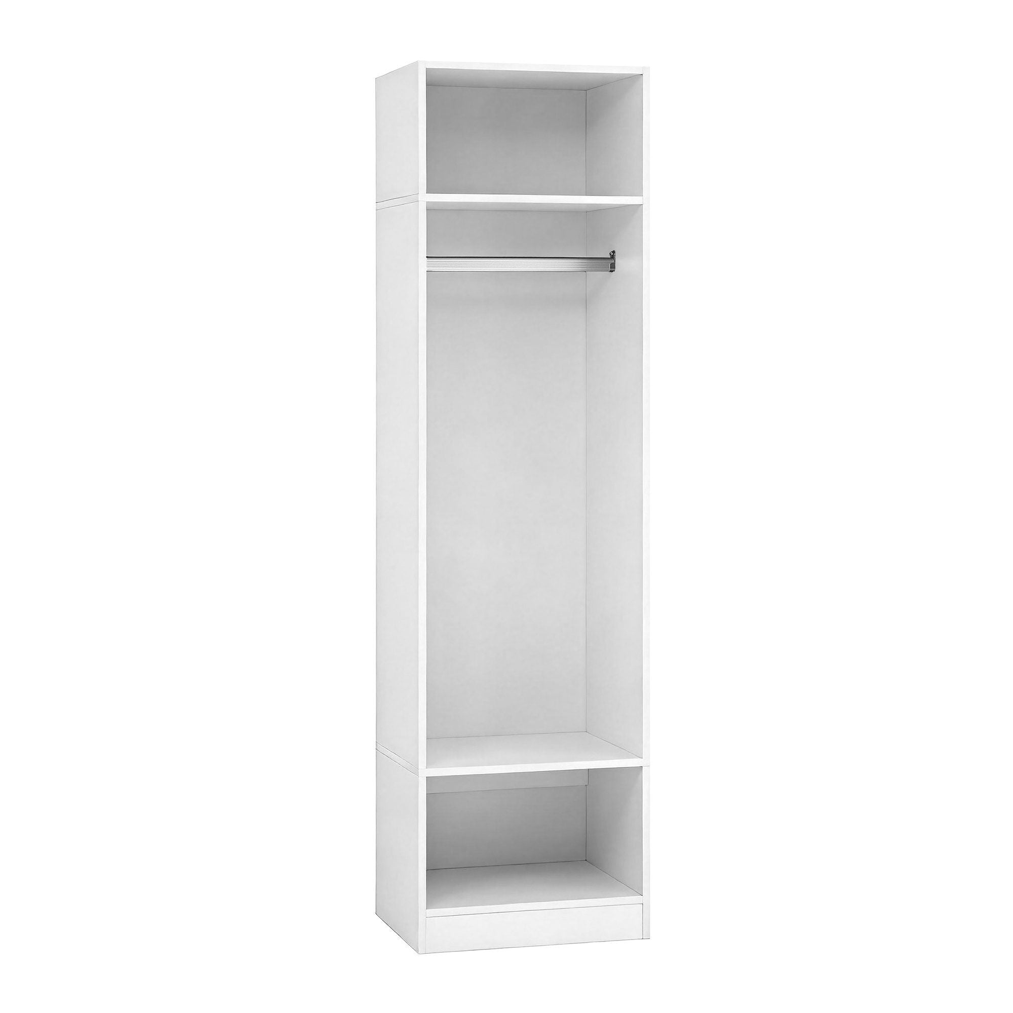 2-Piece Wardrobe Clothes Closet with Shelves and Hanging Rod - White