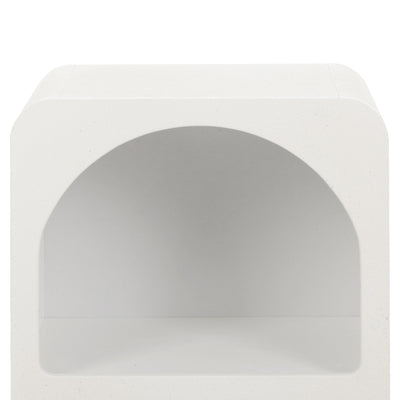 Arched Textured Bedside Table White with smooth curved design, open storage space, modern bedroom furniture piece by Bedzy