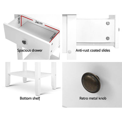 Simple Bedside Table With Drawer White