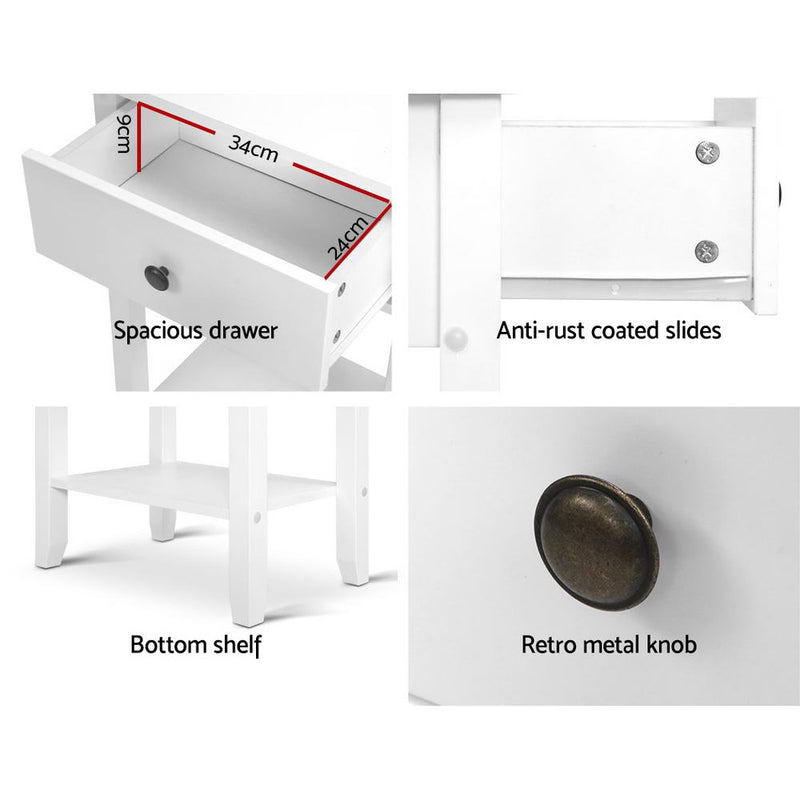 Simple Bedside Table With Drawer White-6