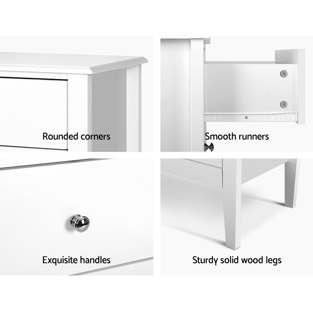 Chest of 3 Drawers Storage Cabinet White