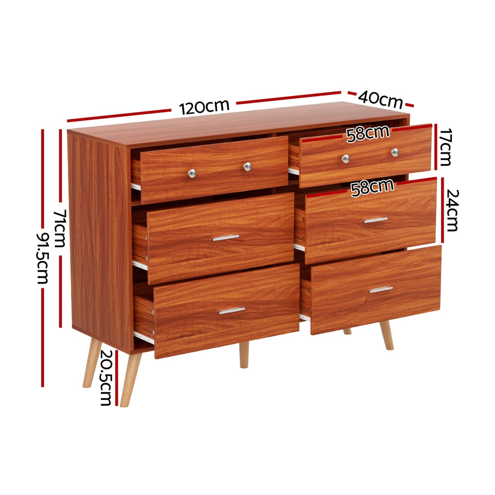 6 Drawer Lowboy Storage Cabinet - Walnut