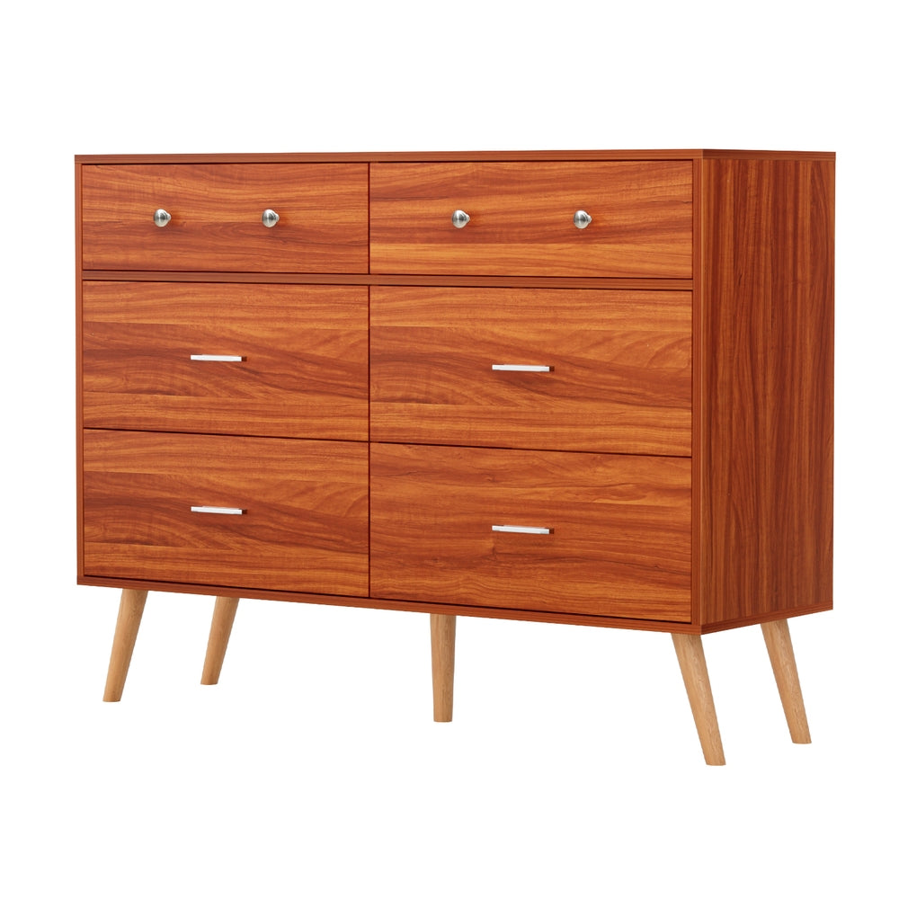 6 Drawer Lowboy Storage Cabinet - Walnut