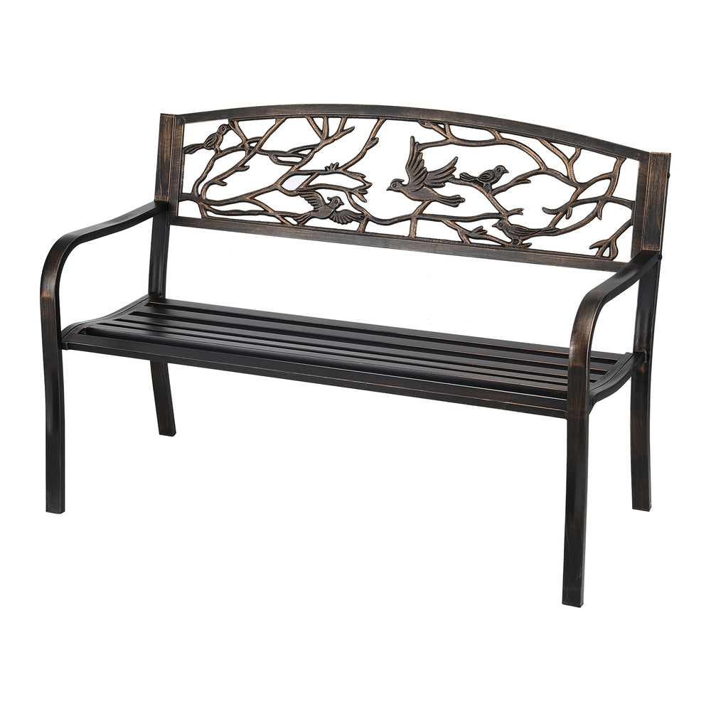 Outdoor Bench Seat Garden Steel Outdoor Furniture 3 Seater Park Bronze