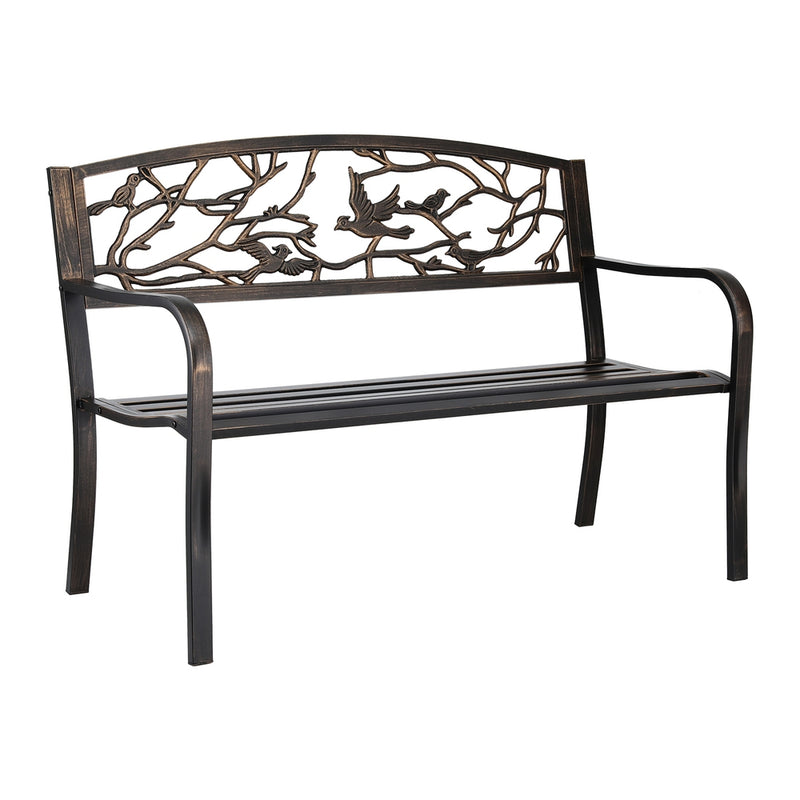 Outdoor Bench Seat Garden Steel Outdoor Furniture 3 Seater Park Bronze-4