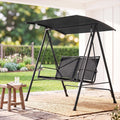 Outdoor Swing Chair with Adjustable Canopy 142cm x 172cm Stand - Black