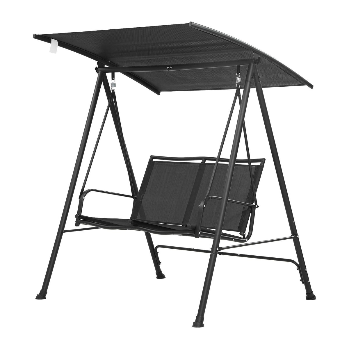 Outdoor Swing Chair with Adjustable Canopy 142cm x 172cm Stand - Black