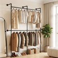 Industrial Pipe Wall Mounted Clothing Rack Garment Display Stand - Black
