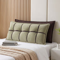 Headboard Pillow with Double-Layer Storage Wedge Reading Backrest with Adjustable Filling, Chenille Bed Rest Cushion for Daybed, Dorm, and RV Double