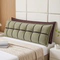Headboard Pillow with Double-Layer Storage Wedge Reading Backrest with Adjustable Filling, Chenille Bed Rest Cushion for Daybed, Dorm, and RV King