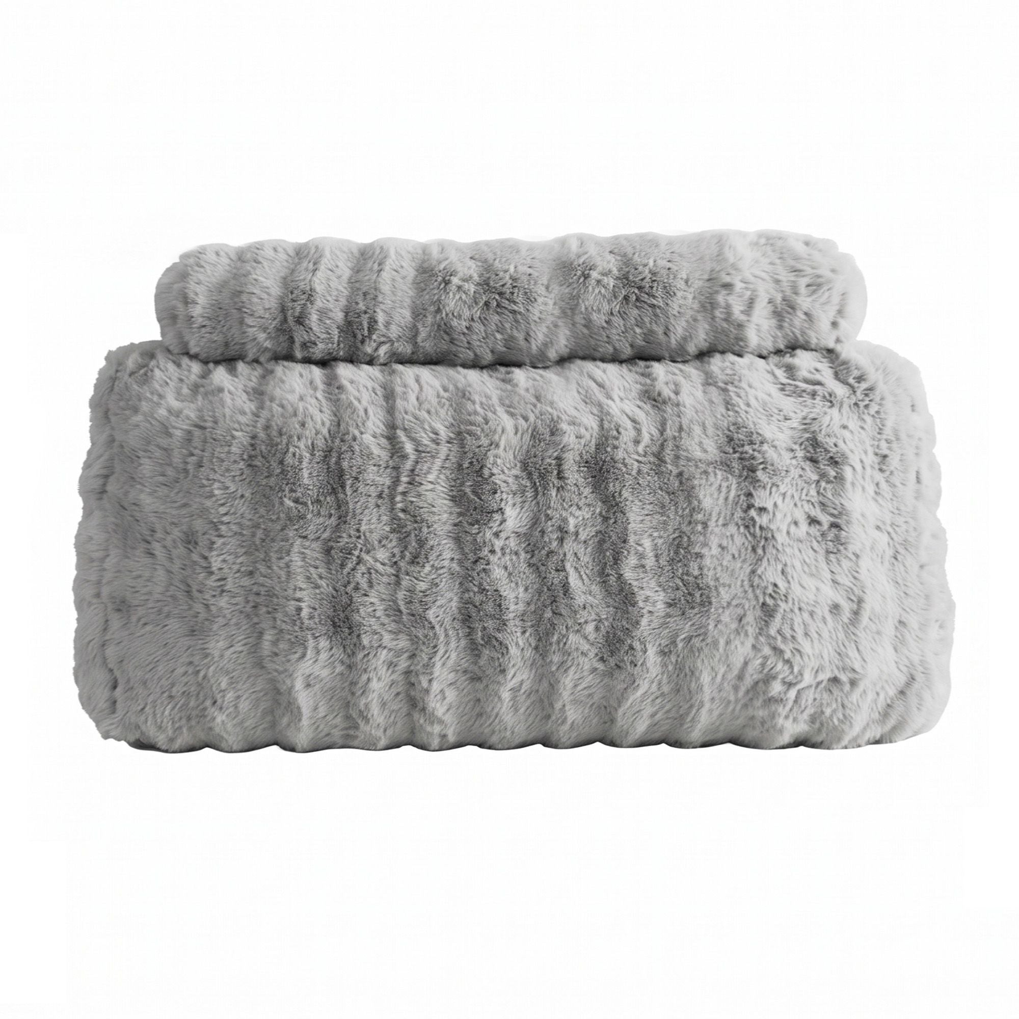 Wedge Pillow Headboard, Easy Wash Zipper Cover & Anti-Flat Foam, Couch Lumbar Support for Dorm Readers, 340g Faux Rabbit Fur with Dual Pockets, King Single