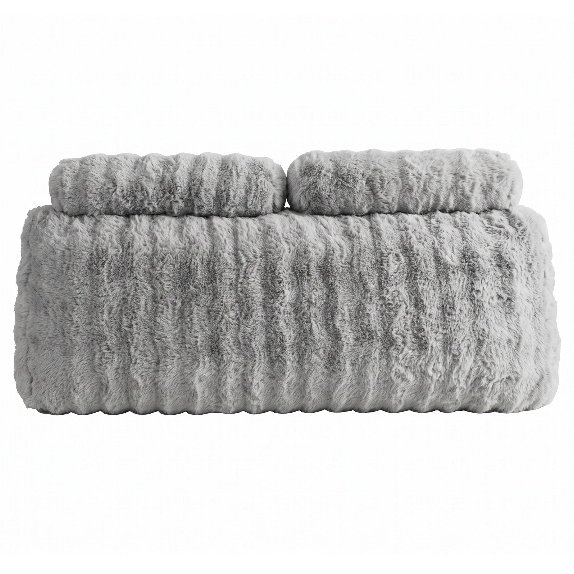 Wedge Pillow Headboard, Easy Wash Zipper Cover & Anti-Flat Foam, Couch Lumbar Support for Dorm Readers, 340g Faux Rabbit Fur with Dual Pockets, Queen