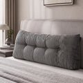 Headboard Pillow for Sitting in Bed, Upgraded Shredded Foam Reading Wedge Cushion for Lumbar Support, 320g Corduroy Backrest with Side Pockets for Dorm Daybed, Double