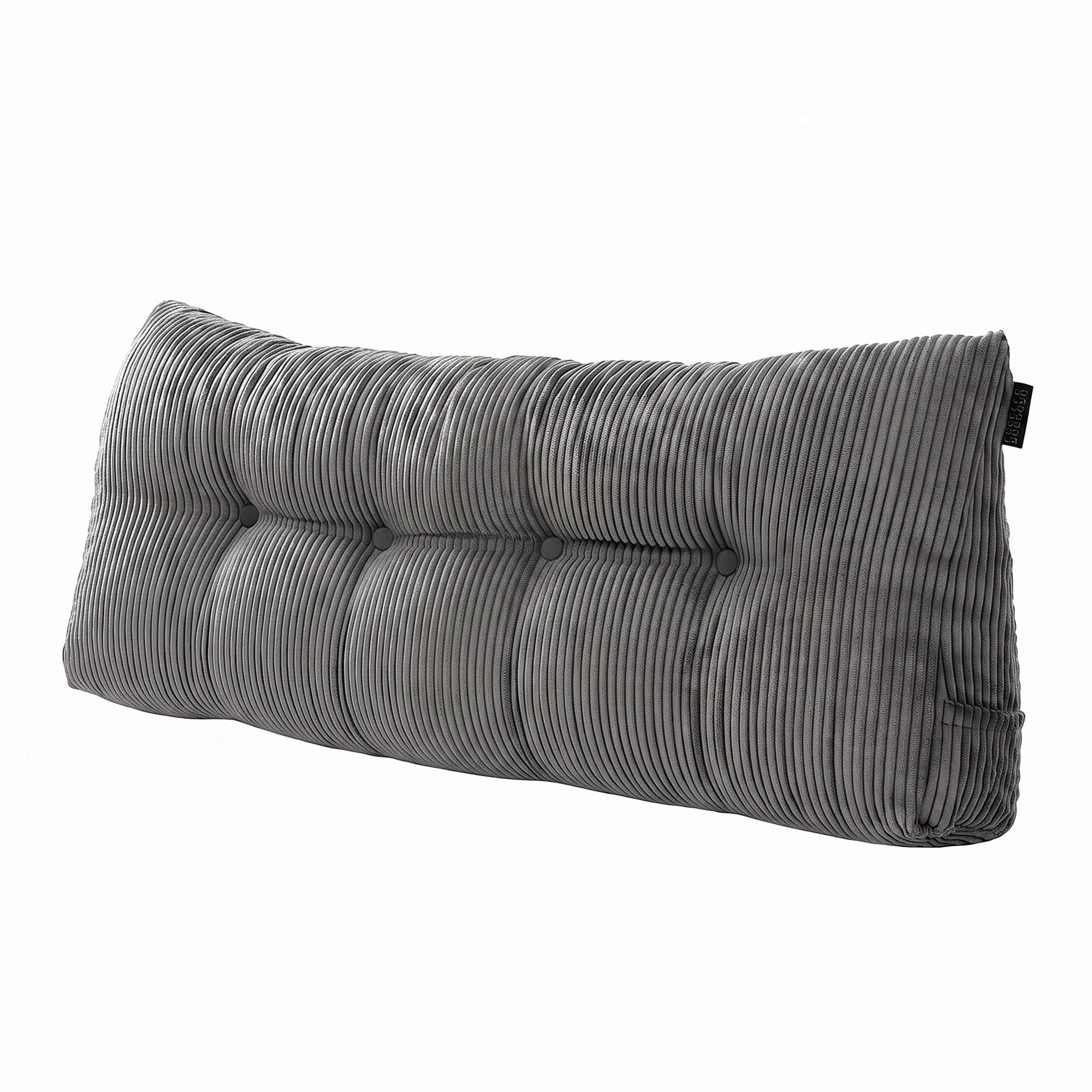 Headboard Pillow for Sitting in Bed, Upgraded Shredded Foam Reading Wedge Cushion for Lumbar Support, 320g Corduroy Backrest with Side Pockets for Dorm Daybed, Double