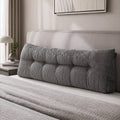 Headboard Pillow for Sitting in Bed, Upgraded Shredded Foam Reading Wedge Cushion for Lumbar Support, 320g Corduroy Backrest with Side Pockets for Dorm Daybed, Queen