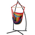Outdoor Hammock Chair with Steel Stand Hanging Hammock Pillow Rainbow