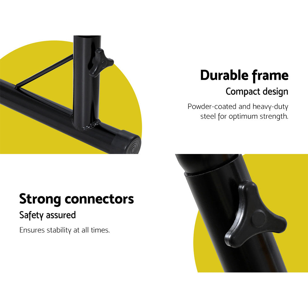 Close-up of durable powder-coated steel frame and strong connectors of Outdoor Hammock Chair with Steel Stand Hanging Hammock Pillow Rainbow