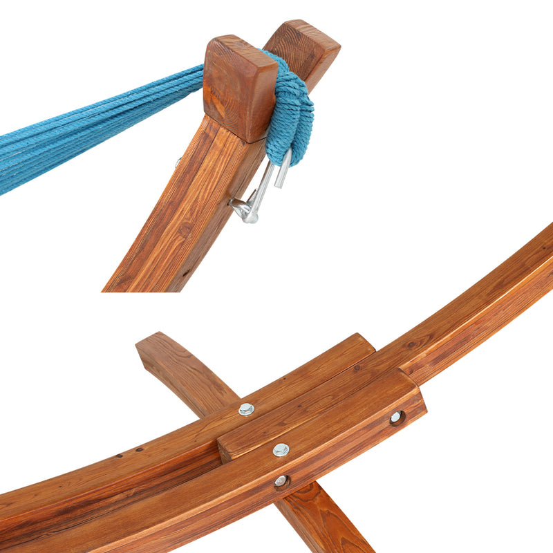 Wooden Hammock Chair with Stand - Skyblue & Oak-3