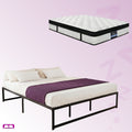 King Package | Tino Metal Bed Black & Serenity Euro Top Mattress (Medium Firm)