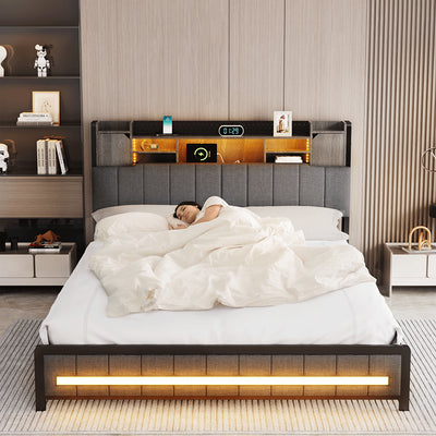 Levede Queen Bed Frame with Storage Headboard RGB LED-1954802450150068230