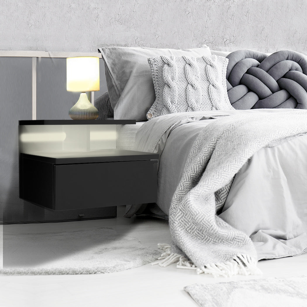 Levede 2x Bedside Tables Side Table Black-1954802716459012103