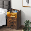 3 Drawer LED Bedside Table USB Charger - Oak