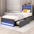 Harrison Single LED Smart Storage Bed – Grey