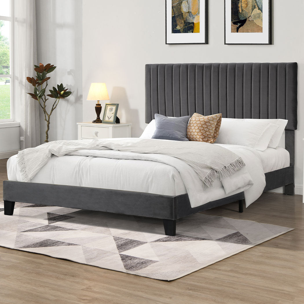 Levede Bed Frame Queen Size Mattress Grey-1954802931446452230